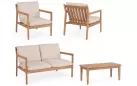 Zestaw ogrodowy sofa dwuosobowa 2 fotelami z drewna akacji na balkon danubio bizzotto