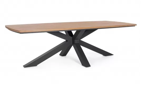 Duży stół ogrodowy aluminiowy nogi antracyt z blatem z efektem drewna zelmar 260 x 118 cm bizzotto Duży stół ogrodowy aluminiowy nogi antracyt z blatem z efektem drewna zelmar 260 x 118 cm bizzotto