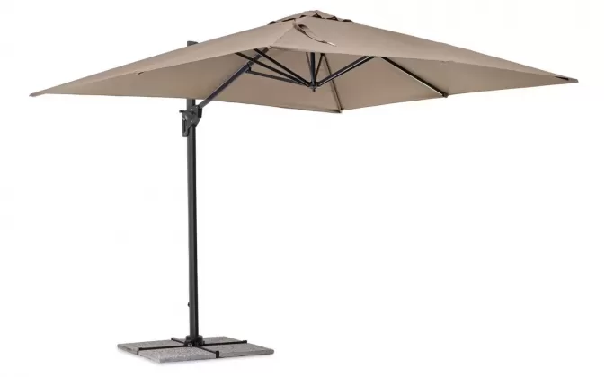 Ogrodowy parasol z nogą boczną 3 x 3 m antracyt poszycie taupe Porto bizzotto