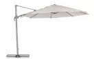 Parasol ogrodowy z nogą boczną ośmiokątny o średnicy 350 cm beżowa noga białoszare poszycie