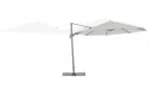 Parasol ogrodowy z nogą boczną ośmiokątny o średnicy 350 cm beżowa noga białoszare poszycie