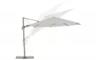 Parasol ogrodowy z nogą boczną ośmiokątny o średnicy 350 cm beżowa noga białoszare poszycie