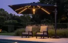 Parasol ogrodowy 3x3 LED premium z nogą boczną i podstawą granitową z kółkami duraflex