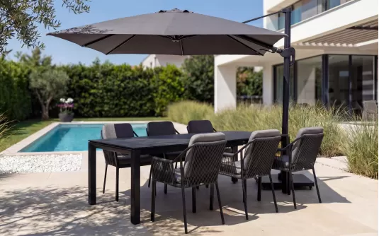 Parasol ogrodowy noga boczna antracyt 3x4 m | poszycie Spuncrylic antracyt