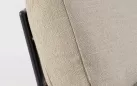 Modułowy aluminiowy narożnik ogrodowy o obłych kształtach Helios bizzotto konstrukcja antracyt poduszki szarobeżowe