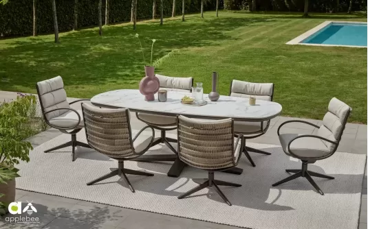 Sześcioosobowy komplet stołowy ogrodowy premium CampBay AppleBe Sześcioosobowy komplet stołowy ogrodowy premium CampBay AppleBe