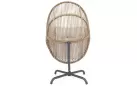 Fotel ogrodowy typu cocoon antracyt podstawa naturalna plecionka palawan bizzotto