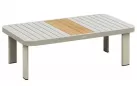 Stolik aluminiowy kawowy ogrodowy elementy teak pardee Higold