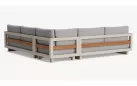 Nowoczesny aluminiowy beżowy narożnik ogrodowy z elementami drewna teak himalaja life