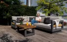 Nowoczesny aluminiowy grafitowy narożnik ogrodowy z elementami drewna teak himalaja life