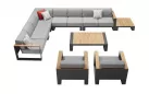 Modułowy narożnik ogrodowy grafitowy aluminiowy z elementami teak cambusa higold