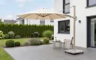 Ośmiokątny parasol ogrodowy 350 cm w kolorze jasno beżowym duraflekx