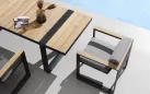 Luksusowe meble ogrodowe stołowe z aluminiowe z blatami teak CAMBUSA Higold