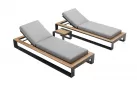 Luksusowy leżak ogrodowy aluminiowy z elementami z drewna teak CAMBUSA higold
