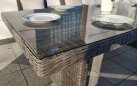 komplet stołowy na taras stół 200 cm i 6 foteli brązowy