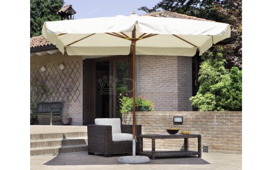 Parasol 3x3 LUXO noga centralna drewniana poszycie kremowe lub szare