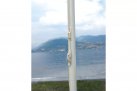 Parasol kwadratowy ogrodowy aluminiowy noga biała kremowy ORTIGA 3x3 m