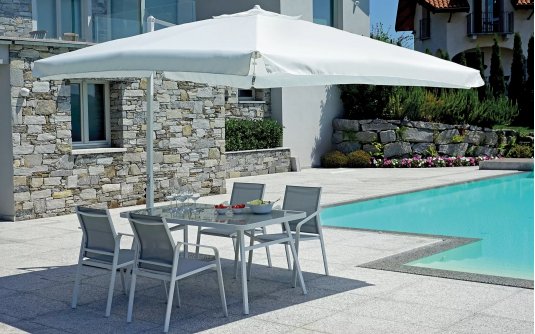 Biały parasol ogrodowy noga boczna 3x3 ISLETA Biały parasol ogrodowy noga boczna 3x3 ISLETA