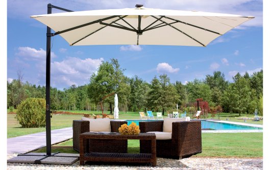 kwadratowy parasol 3x3 m z nogą boczną kolor kremowy