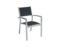 Krzesło stołowe ogrodowe sztaplowane aluminiowe RIDOTTO czarna podwójna tekstylina