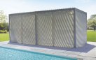 Pergola lamelowa aluminiowa 3×6 m TEXAS z regulacją i odpływem – efekt drewna