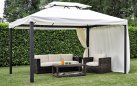 Ekskluzywny pawilon ogrodowy aluminiowy 3x4 m VISTOSA ciemnoszara konstrukcja bezowo-kremowe poszycie 